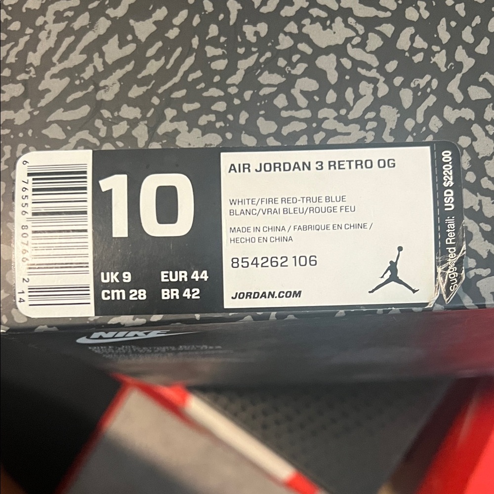 Jordan Air 3 Retro OG in White, Red, and Blue